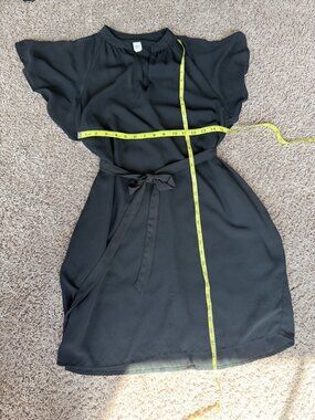 EUC Gap Black Flutter Sleeve Tie Waist Dress XS